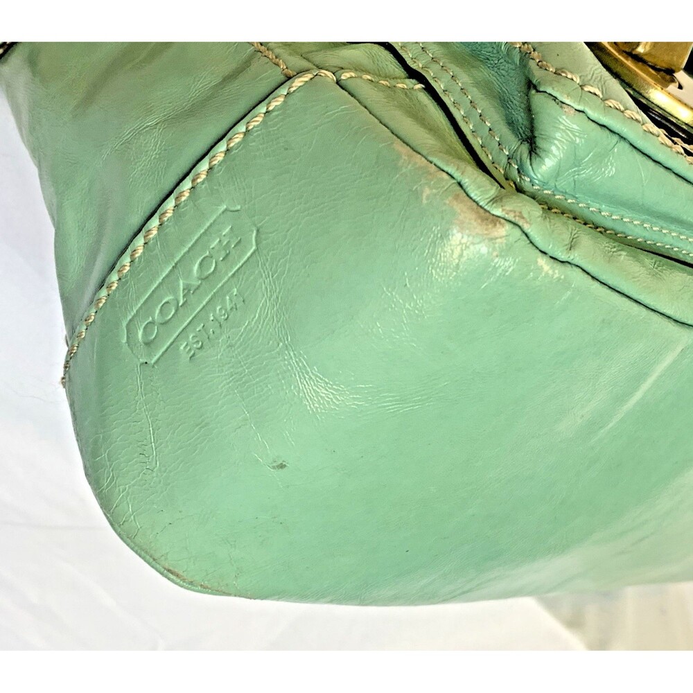 Coach Legacy 65th Anniversary Double Turnlock Satchel Teal Blue F13371 AS IS - Picture 10 of 16